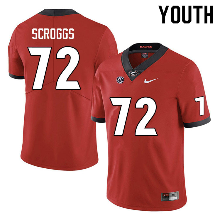 Youth #72 Griffin Scroggs Georgia Bulldogs College Football Jerseys Sale-Red Anniversary
